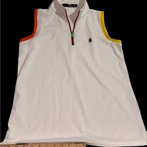 RLX Ralph Lauren Sleeveless Quarter Zip Golf Top White Color Trim